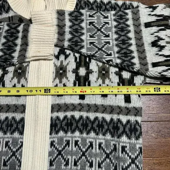 London Fog L XL Vintage Full Zip Ski Sweater Nordic Aztec Snowflake 70s 80s - Picture 7 of 10